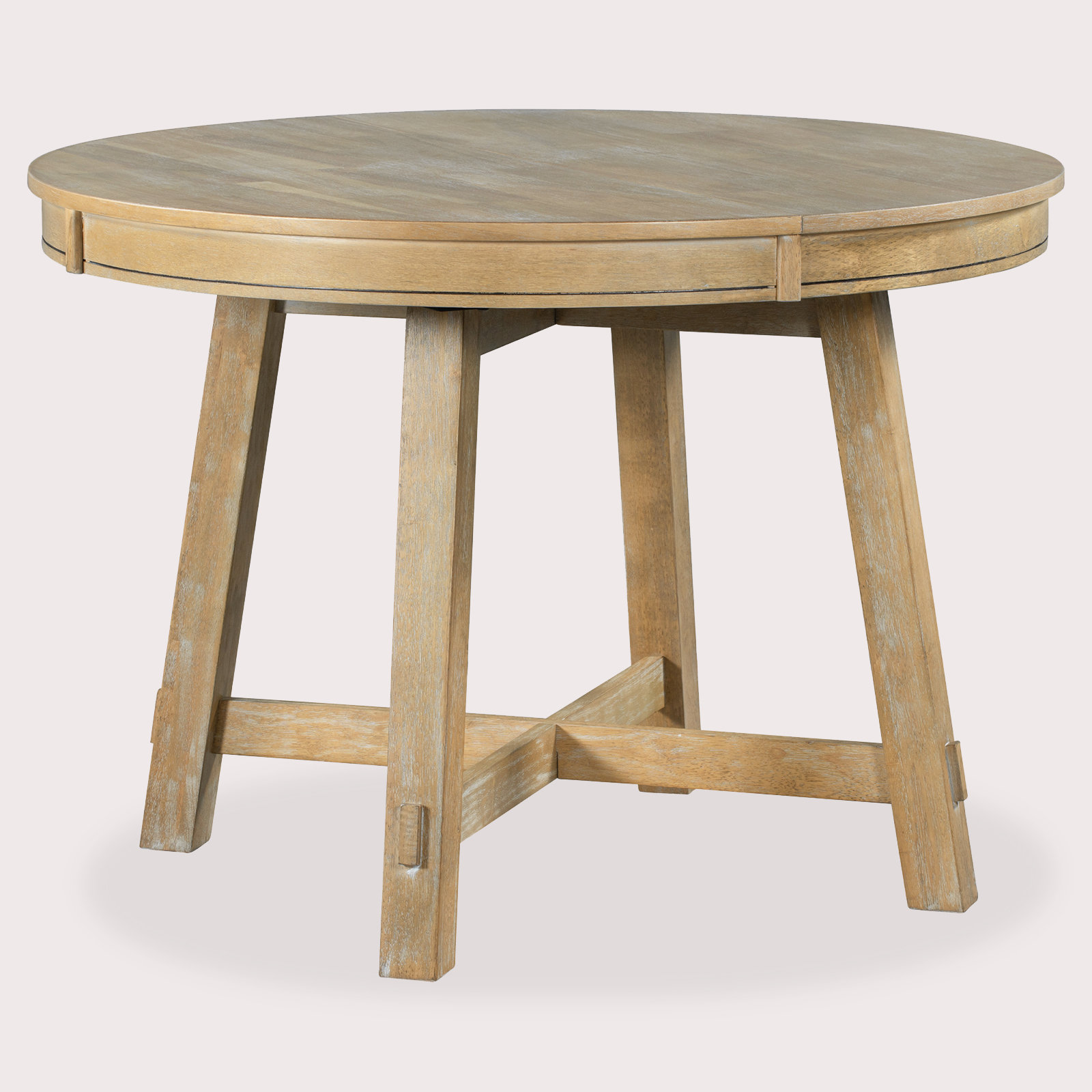 Gracie Oaks Expandable Round Farmhouse Dining Table With 16" Leaf